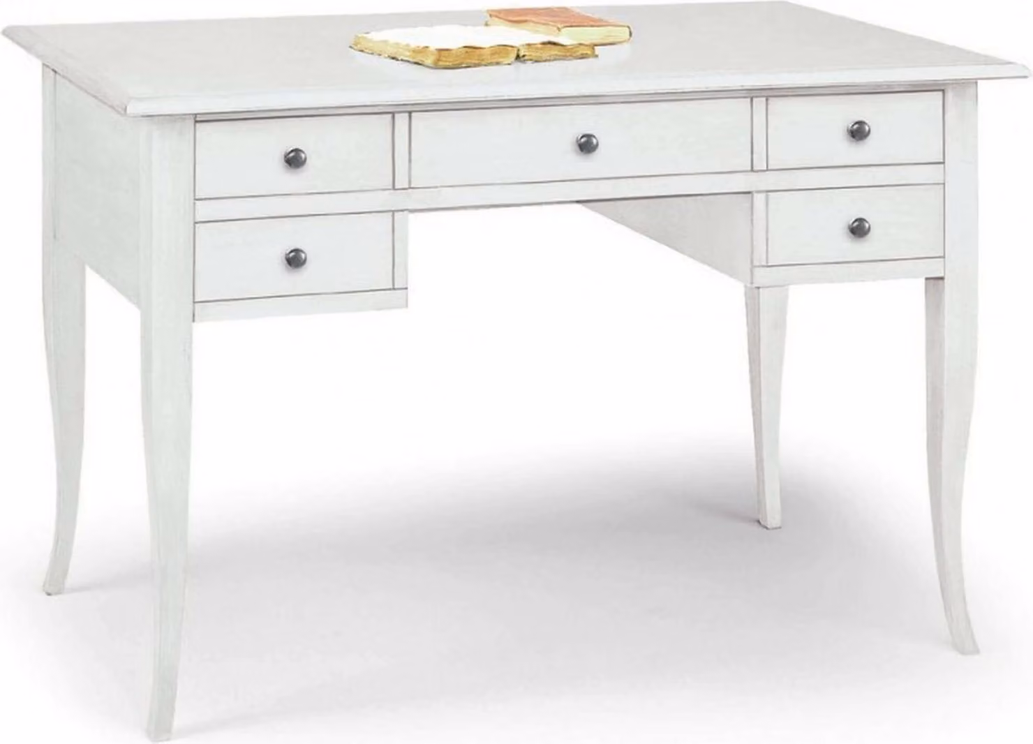 Milani Home - scrittoio in legno massello 107 x 56 x 81 cm, bianco