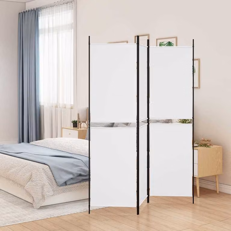 Divisorio a 3 Pannelli vidaXL in Tessuto Bianco H: 200 cm, L: 150 cm