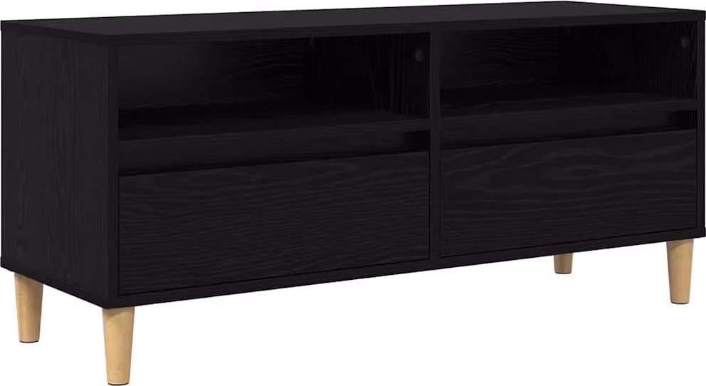 Mobile TV Rovere Nero 100 x 34,5 x 44,5 cm Legno multistrato