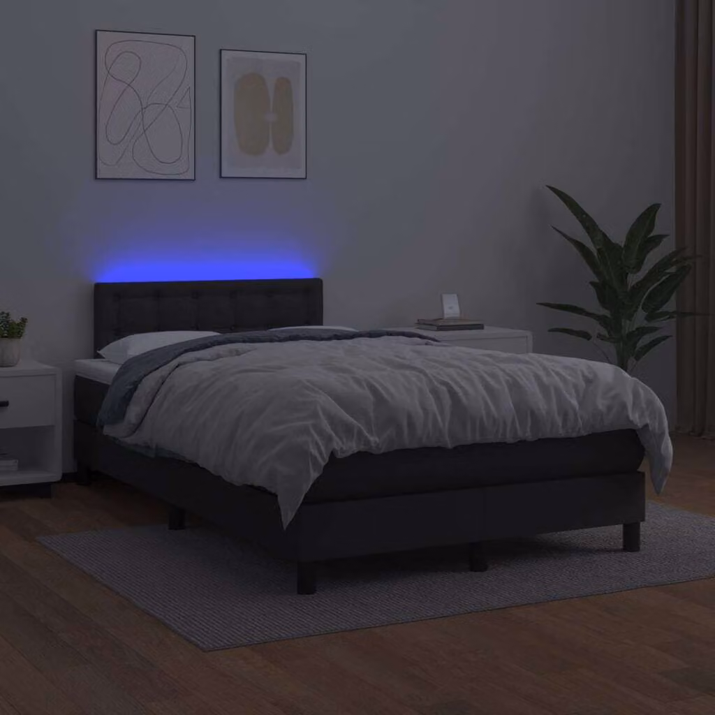 Maison Exclusive - Giroletto a Molle con Materasso e LED Nero 120x200cm Pelle finta