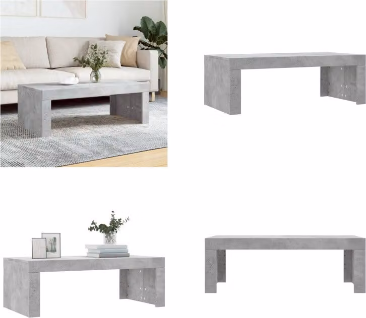 vidaXL Tavolino grigio cemento 102x50x36 cm Materiale a base di legno - Tavolino - Tavoli da caffè - Tavolino - Tavolino da divano