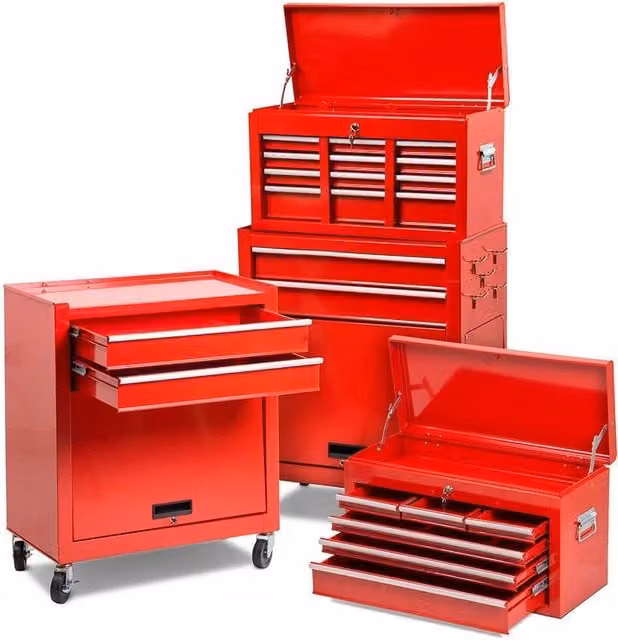 Carrello Porta Attrezzi con Cassettiera Trade Shop in Acciaio Rosso L 108 cm x P 61,5 cm x H 33 cm