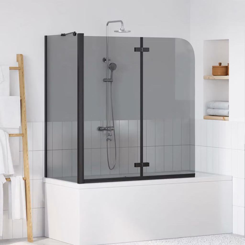 vidaXL Paravento per Doccia Pieghevole Rettangolare in Vetro Trasparente e Alluminio Nero L 120 cm x P 68 cm x H 130 cm