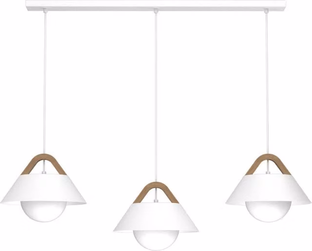 Lampada sospesa Funda 3xE27 bianco legno Luminex