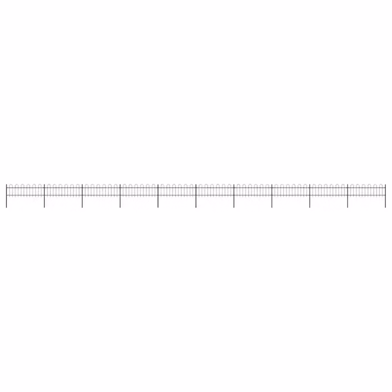 Recinzione da giardino vidaXL in acciaio con parte superiore ad anello, colore nero, L: 1673 cm, H: 60 cm
