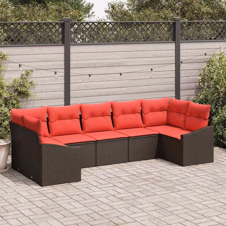 Maison Exclusive - Set di divani componibili, 7 pezzi, color marrone [Materiale sintetico]: rattan sintetico