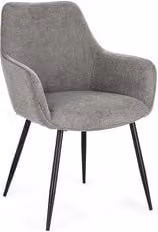Sedia con braccioli Bizzotto CORA in tessuto nero e grigio con struttura in metallo