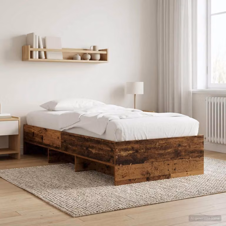 vidaXL Struttura letto con scaffale in legno color marrone L 200 x P 80 x H 140 cm