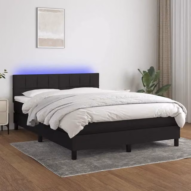 Letto Ibrido vidaXL con Materasso e Illuminazione LED, Colore Nero e Bianco, L/P/H: 200 x 140 x 88 cm – 1