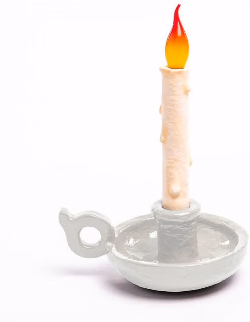 Seletti Grimm Lampada da tavolo ricaricabile in ceramica bianca con luce LED warm white