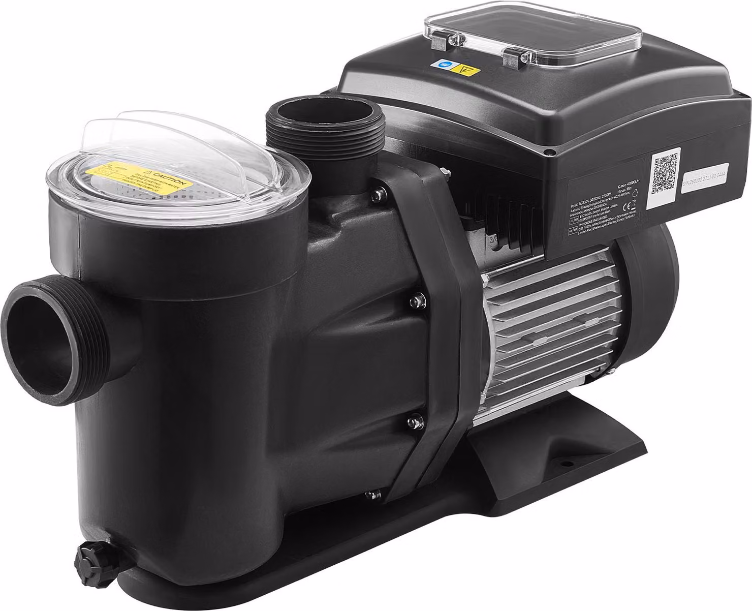 Pompa per piscina SucceBuy a velocità variabile, 26.000 l/h, potenza 1.100 W, prevalenza 15 m, autoadescante con cestello filtrante, funzione timer programmabile, adatta per piscine interrate e fuori terra