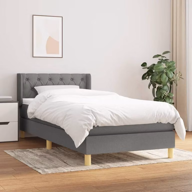 Maison Exclusive - Giroletto a Molle con Materasso Grigio Scuro 80x200 cm Tessuto