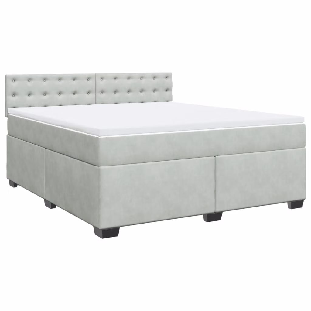 Giroletto a Molle con Materasso Grigio Chiaro 180x200cm Velluto