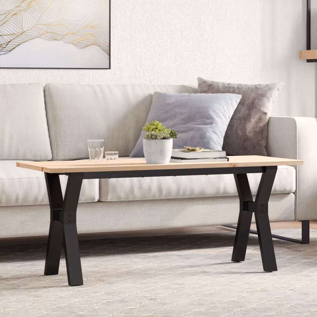 vidaXL Tavolino da Salotto Rettangolare in Legno di Pino e Acciaio Marrone L 110 cm x P 40 cm x H 45 cm