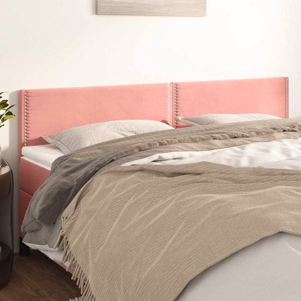 Testiera per letto vidaXL in velluto rosa con pannello imbottito, L: 180 cm, P: 5 cm, H: 78-88 cm