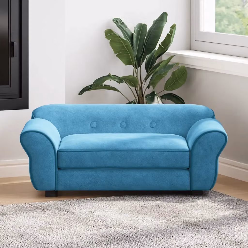 Divano per cani in velluto turchese con struttura in legno e fodera rimovibile L: 72 cm, P: 45 cm, H: 30 cm – 2