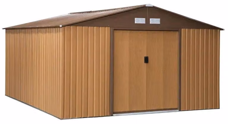Capannoni da giardino in metallo - Capannoni da giardino con porte scorrevoli | Colore: Marrone | Dimensioni: 386x340x200 cm