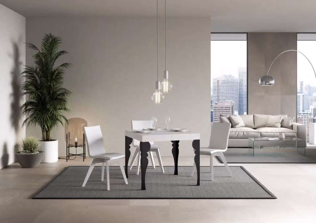 Tavolo Allungabile Moderno GIORDANOSHOP Bianco Frassino L/P/H: 90-246 x 90 x 77 cm – 2