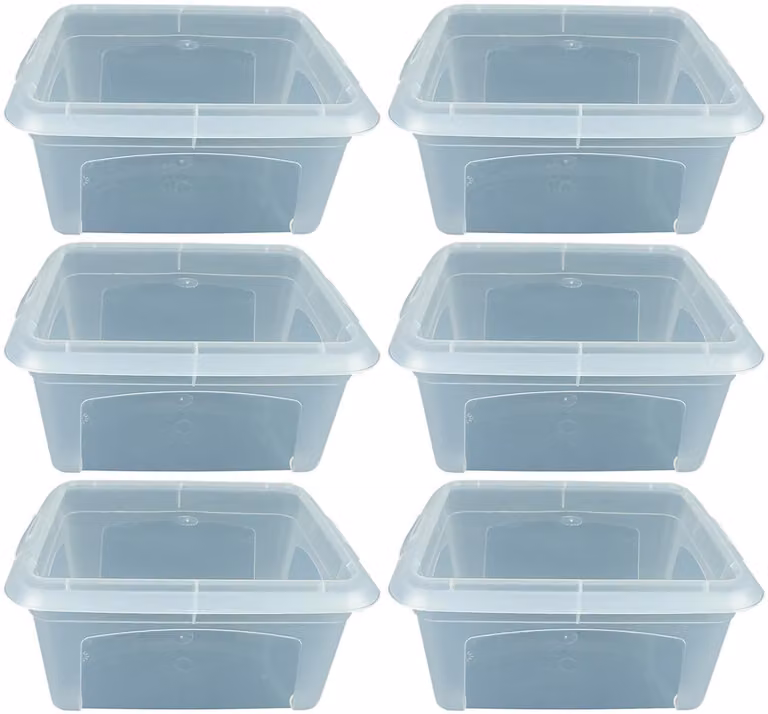 6x scatola di stoccaggio 2l trasparente con coperchio - scatola impilabile piccola scatola di plastica scatola di stoccaggio in plastica multibox 20cm