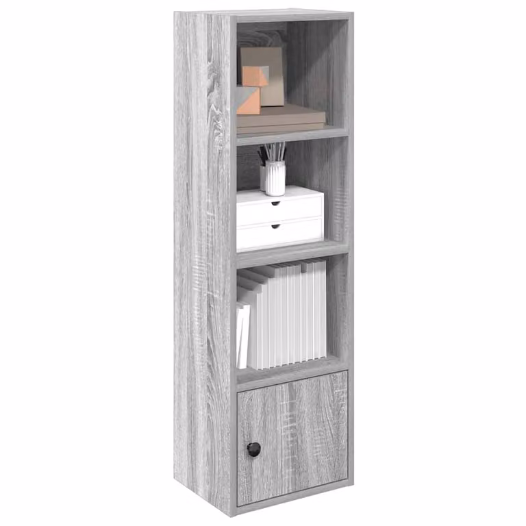 Libreria moderna vidaXL in legno multistrato e MDF, colore Grigio, L/P/H: 31 x 24 x 102 cm
