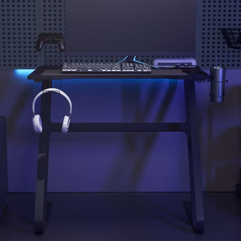 Scrivania da Gaming vidaXL Nera con Gambe a X in Metallo e Piano in MDF L: 90 cm, P: 60 cm, H: 75 cm