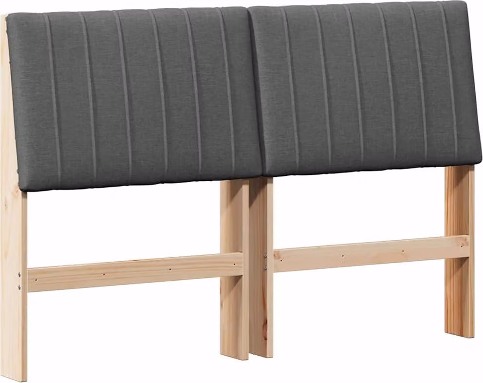 Testiera imbottita Grigio scuro 140 cm Pino massello