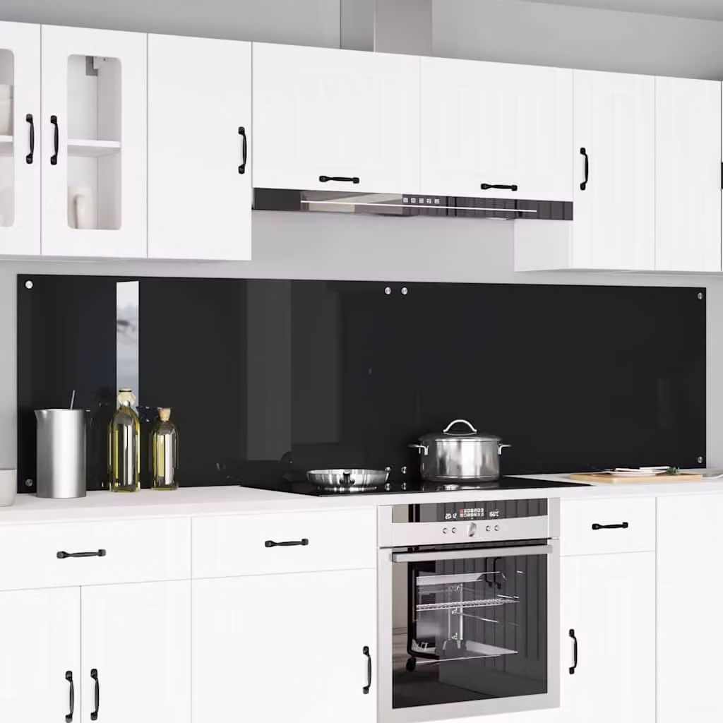 Set di 2 schienali da cucina vidaXL in vetro temperato nero, L: 120 cm, H: 60 cm
