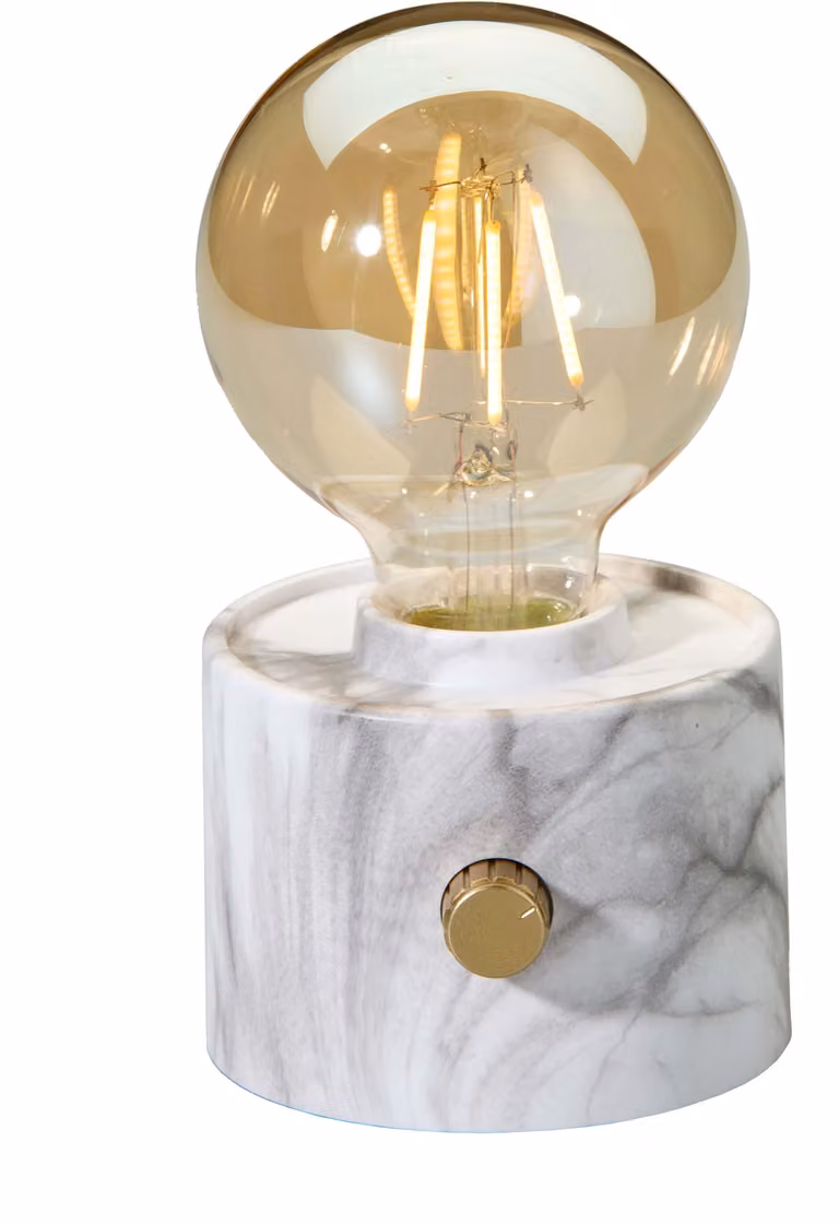 Lampada da tavolo vintage a LED Edison con lampadina a batteria, USB-C, dimmerabile con interruttore rotante – decorazione moderna in marmo