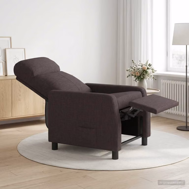 Poltrona reclinabile relax vidaXL in tessuto marrone con braccioli e struttura moderna per soggiorno o ufficio in casa