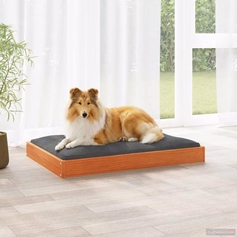 Letto per cani vidaXL in legno di pino marrone cerato L 92 x P 64 x H 9 cm