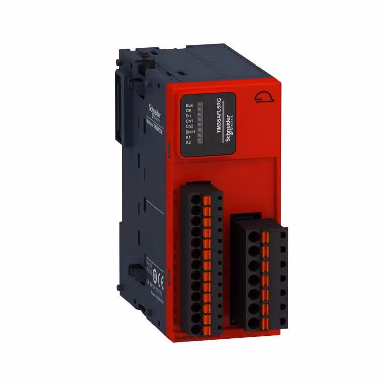 Modulo di sicurezza Schneider Electric, Modicon TM3, PLd / Cat. 3 / SIL3, 2 funzioni, 24 V CC, morsetti a molla TM3SAFL5RG