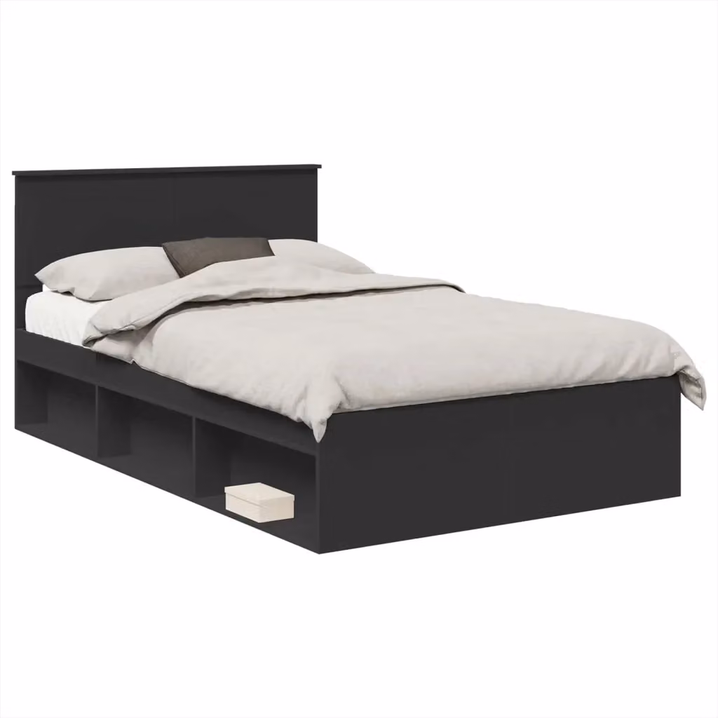 Struttura del letto moderna vidaXL in legno ingegnerizzato nero L 120 x P 200 cm – 2