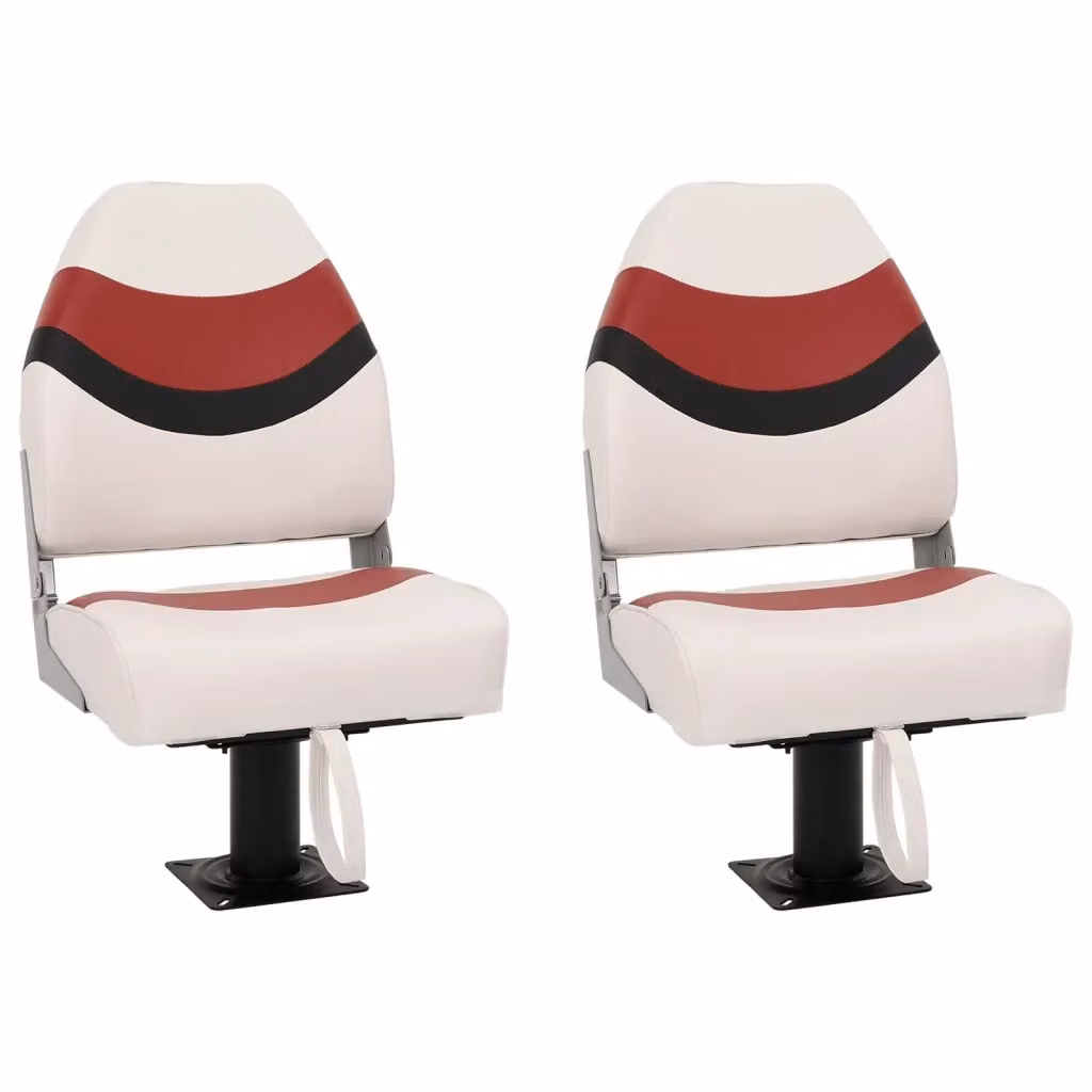 Set di 2 sedili per barca vidaXL con supporto girevole a 360 gradi, design marittimo astratto, colori bianco, rosso o nero – 2