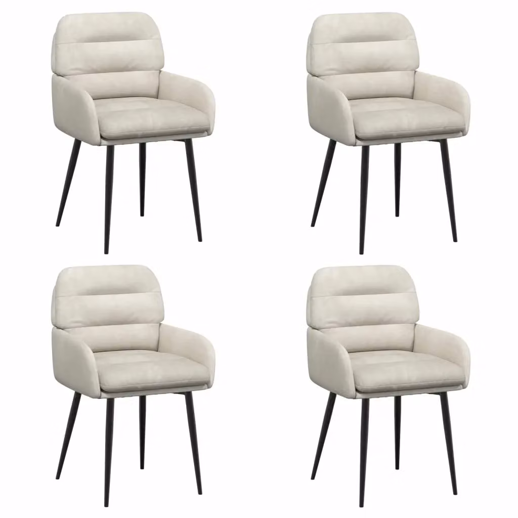 Set di 4 sedie da pranzo moderne vidaXL in velluto beige L: 59 cm, P: 59,5 cm, H: 90 cm – 2