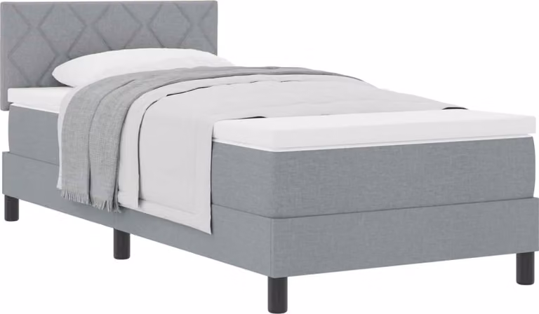 Letto a molle con testiera Grigio chiaro 90 x 190 cm Tessuto