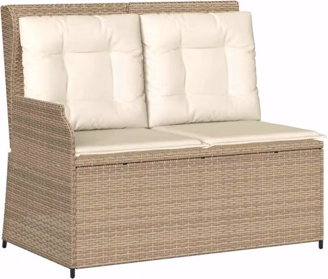 Panchina da giardino Outsunny beige con braccioli in rattan e metallo L: 220 cm, H: 95 cm, P: 67 cm