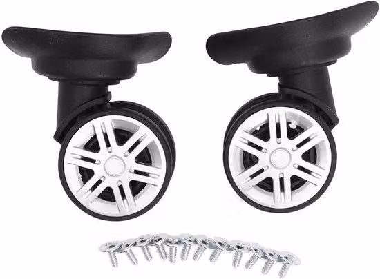 Set di ruote per valigie in plastica ABS, con rotazione a 360°, silenziose, completo di 12 viti, altezza totale 9,5 cm