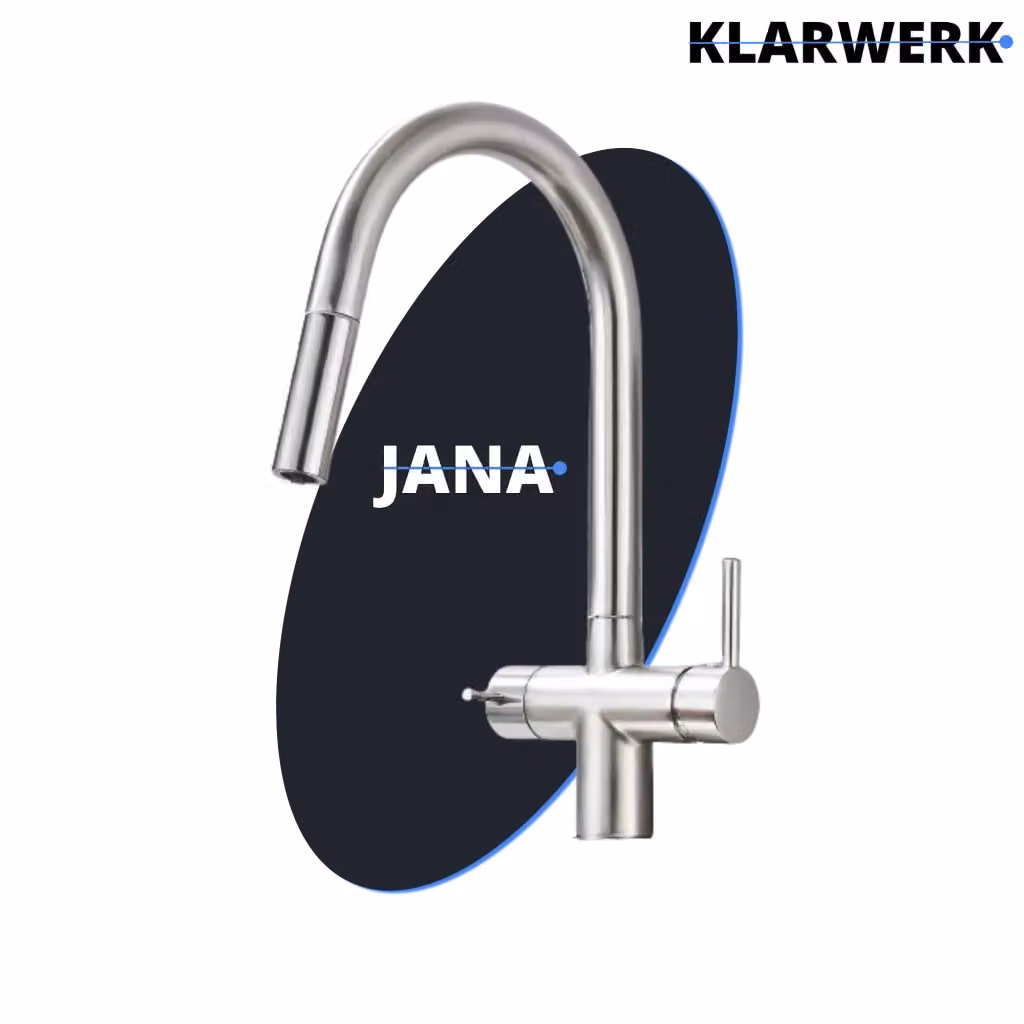 Klarwerk Rubinetto da cucina estraibile 3 vie premium in acciaio inox argento spazzolato con filtro per osmosi e miscelatore 360 gradi – 2