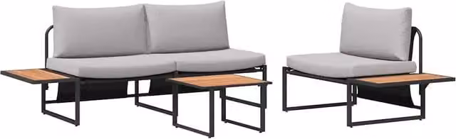 Set da Pranzo per Giardino 3 pz | Set Salotto da Giardino Grigio chiaro Acciaio
