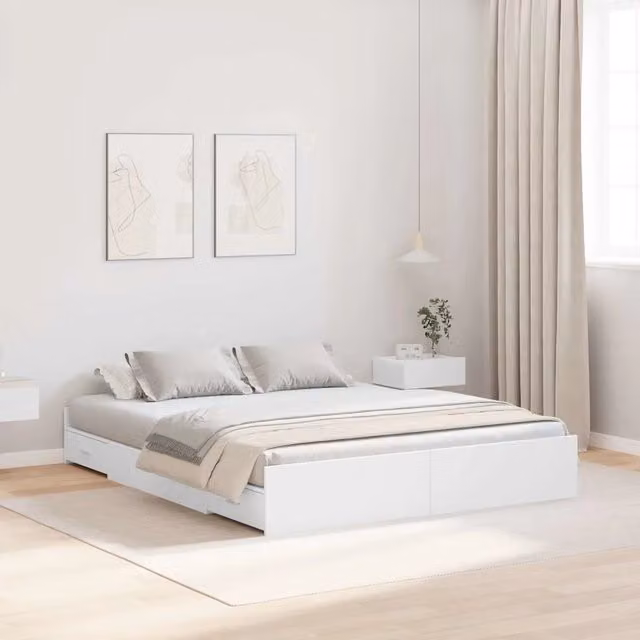 Struttura letto con contenitore-Giroletto con contenitore Bianco 140 x 190 cm