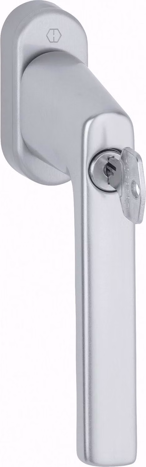 Maniglia per finestra Hamburg 0700LS/U26 100NM Alu.F1 Alu.silver 32-42mm bloccabile.