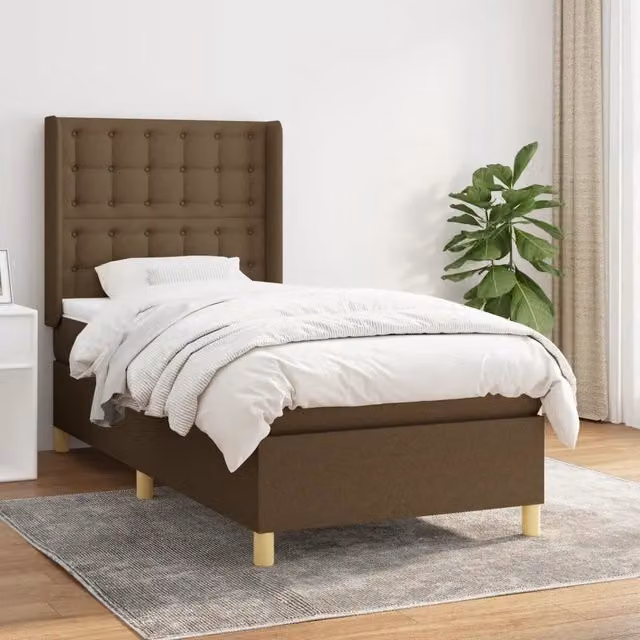 Letto Ibrido vidaXL con Materasso a Molle Marrone e Bianco L/P/H: 100 x 200 x 40 cm
