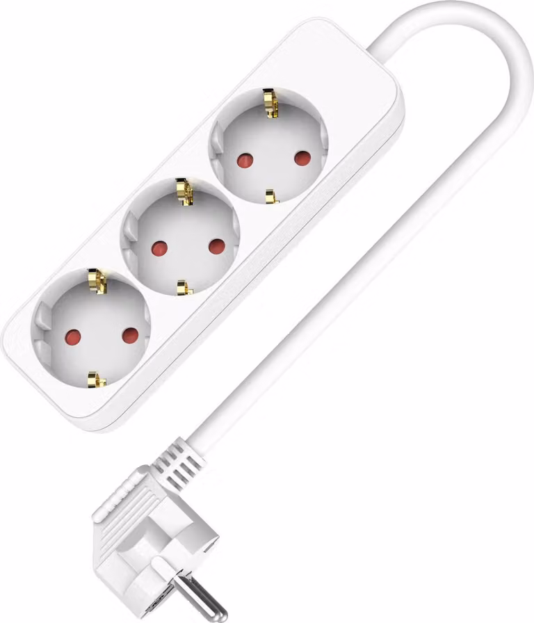 Presa di corrente a 3 vie 3x2p+Z Schuko 1,5m 230V 16A Bianco