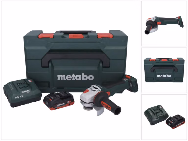 Metabo WB 18 LT BL 11-125 Smerigliatrice angolare a batteria Quick 18 V 125 mm senza spazzole + 1x batteria ricaricabile 4,0 Ah + caricatore + metaBOX