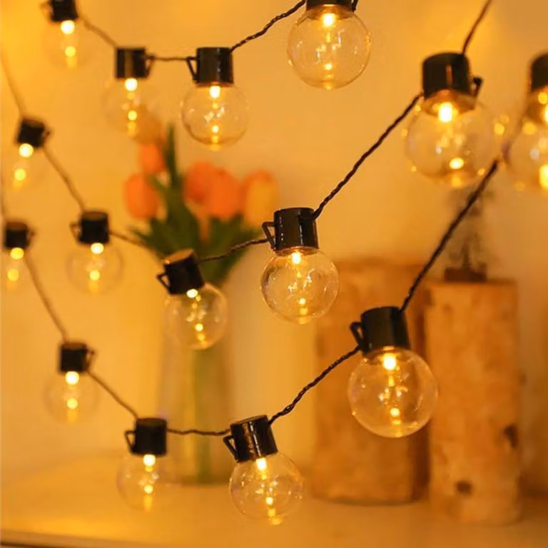Luci LED decorative con 10 lampadine trasparenti, lunghezza 2,5 metri, alimentazione a batteria, luce bianco caldo