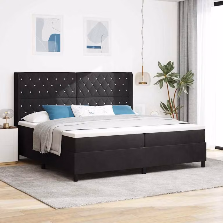 Maison Exclusive - Letto boxspring con materasso e luci LED, nero, 200 x 200 cm, velluto