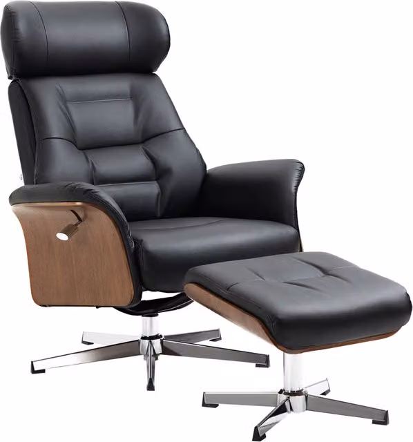 Poltrona relax girevole 360¡ã con poggiapiedi ¨C Xylo ¨C Nero, reclinabile, 80x84x108 cm