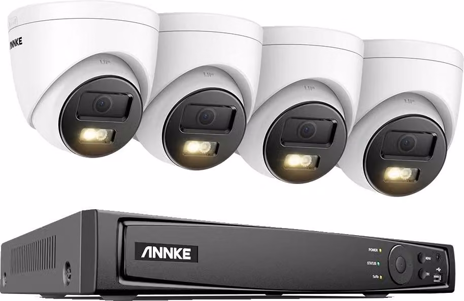 Sistema di videosorveglianza, configurazione a 8 canali, funzione doppia luce intelligente, 4 telecamere da 5MP, 2T