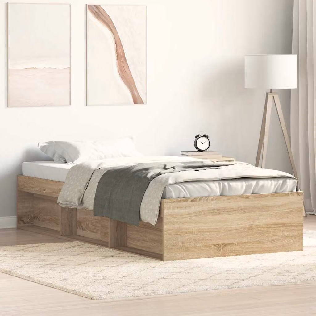 Giroletto vidaXL in legno Rovere Sonoma marrone con doghe fisse L: 90 cm, P: 190 cm