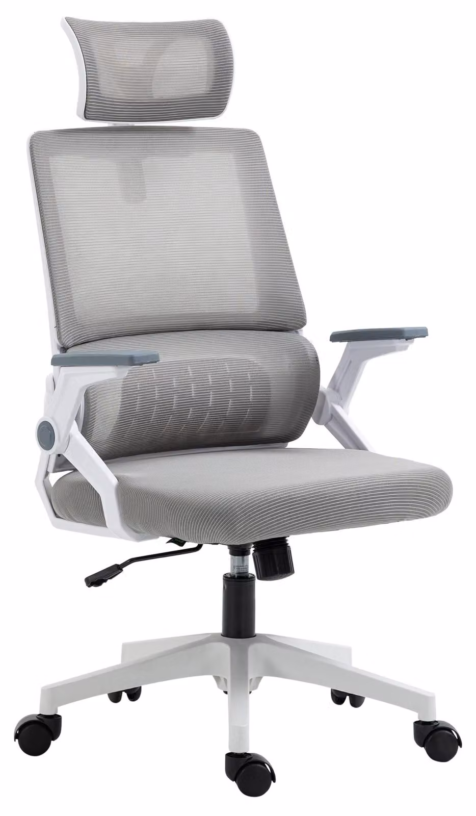 Vinsetto Sedia da ufficio ergonomica con poggiatesta regolabile, grigia